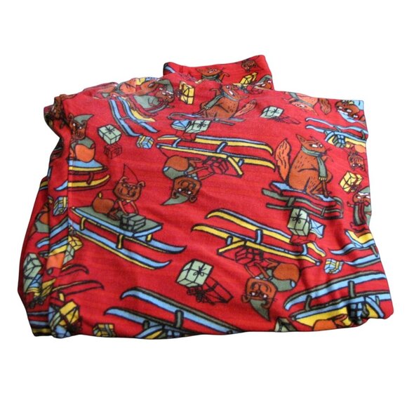 LuLaRoe TC2 Red Christmas Leggings Foxes Sleds Gifts - Picture 1 of 3